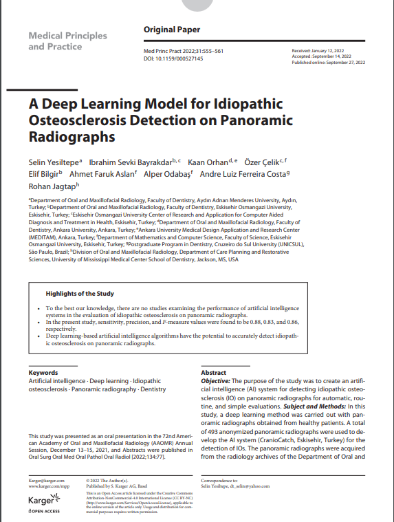 A Deep Learning Model for Idiopathic Osteosclerosis Detection on Panoramic Radiographs