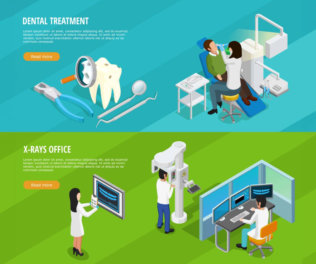 The image shows a 3D radiography dental animation